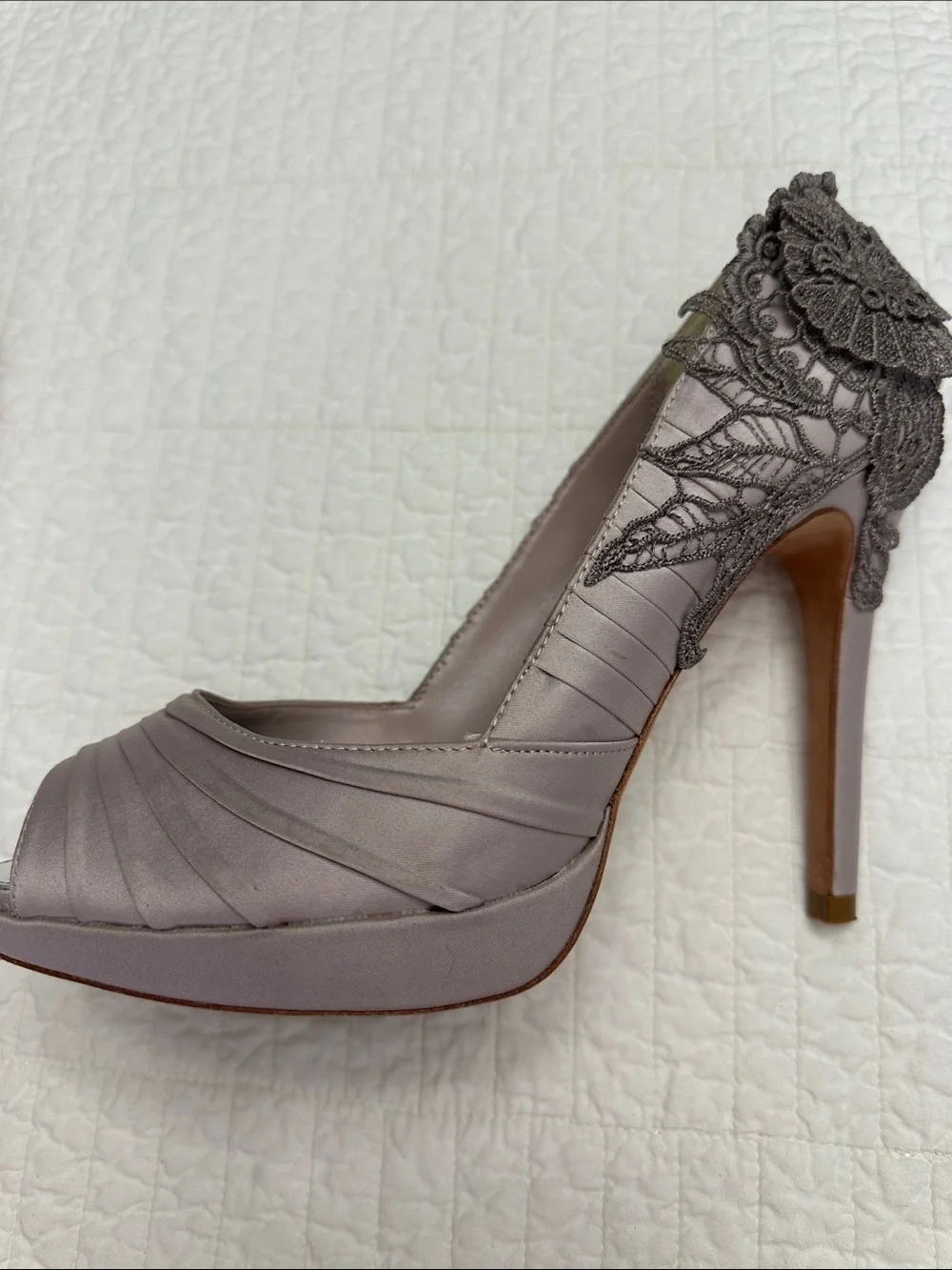 Karen Millen EU 39 US 8.5 Lace Heels & Matching Clutch Set Mauve Wedding Formal
